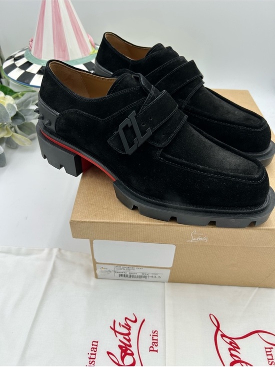 Men\'s Christian Louboutin OUR GEORGES Black Suede Strap Loafers. Size 43.5 main image 5